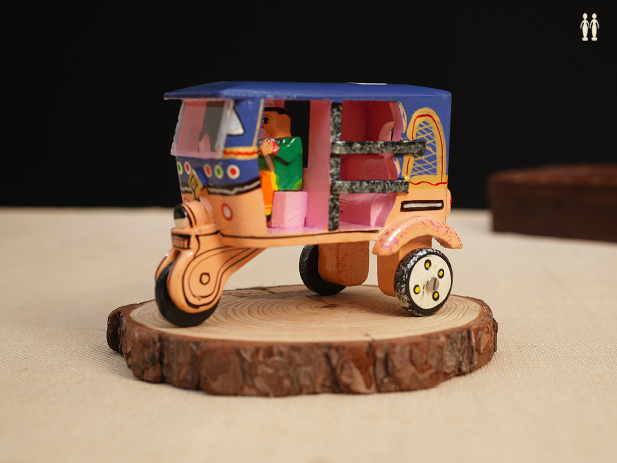 Wooden Handicraft Multicolor Miniature Auto