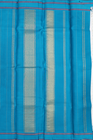 Kanchipuram Silk Saree In Egg White With Contrast Border