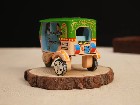 Wooden Handicraft Multicolor Miniature Auto