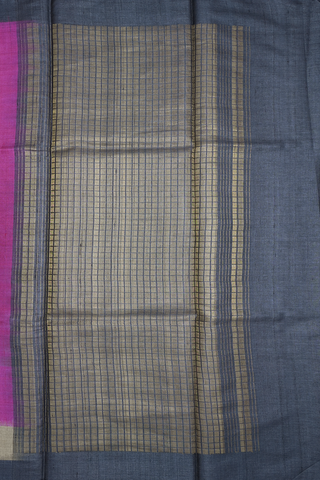 Contrast Border Plain Magenta Tussar Silk Saree