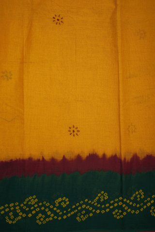 Hand Embroidery Design Saffron Yellow Ahmedabad Cotton Saree