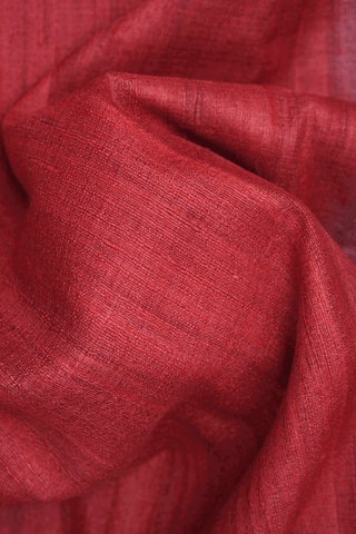 Contrast Border Plain Rust Red Jute Saree