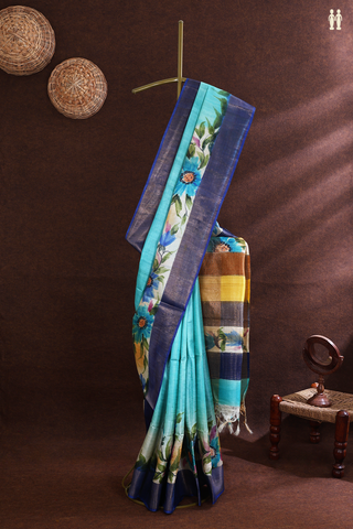 Tussar Silk Saree In Multicolor With Floral Printed