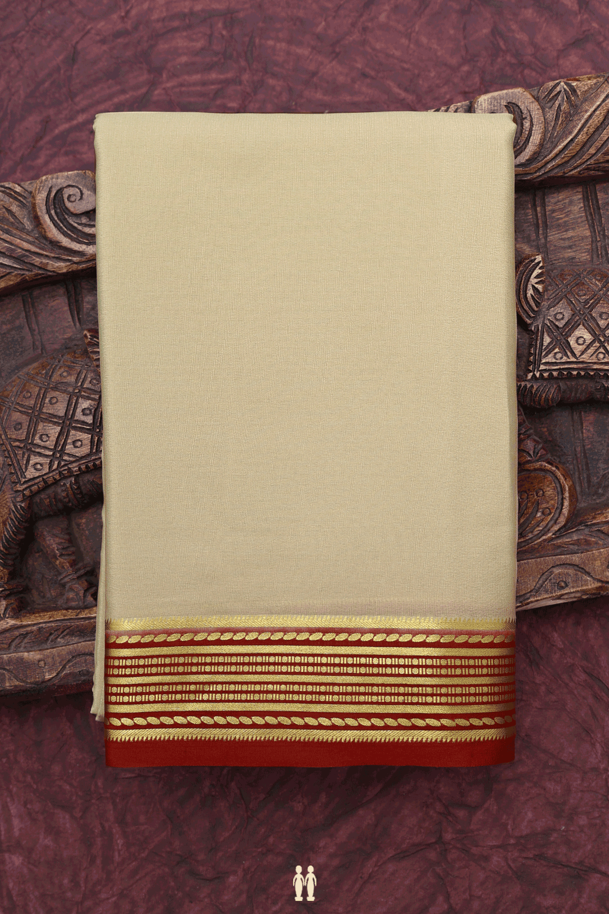 Mysore Silk Saree In Beige With Contrast Zari Border