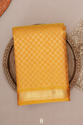 Brocade Zari Design Honey Orange Kanchipuram Silk Saree