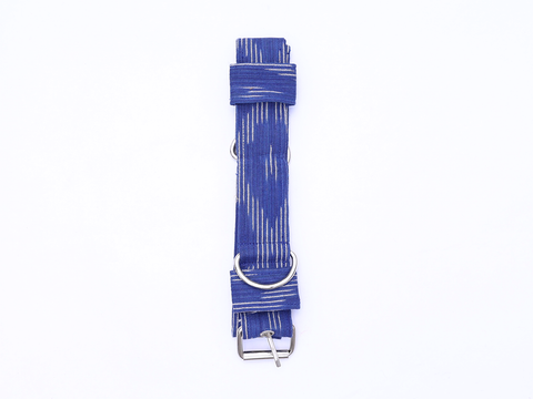 Royal Blue Ikat Cotton Dog Collar With Rope Set