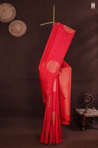 Mandala Zari Design Scarlet Red Kanchipuram Silk Saree