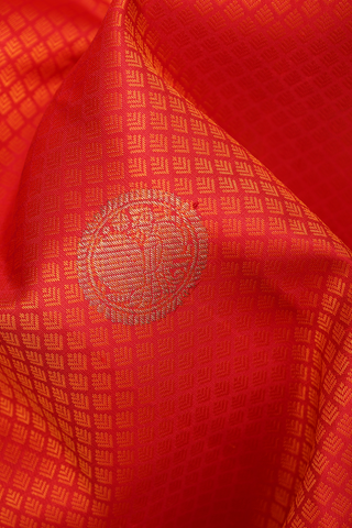 Threadwork With Buttas Crimson Red Kanchipuram Silk Saree