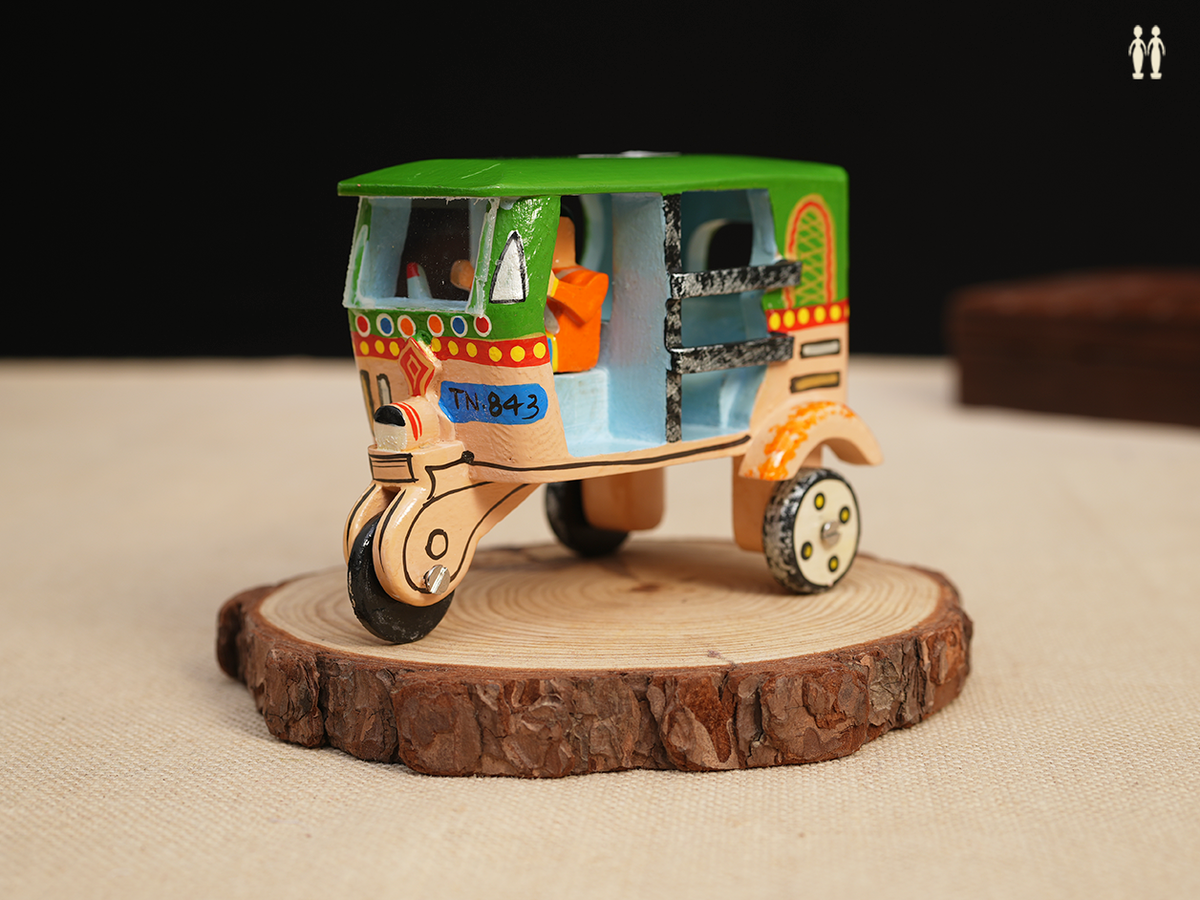 Wooden Handicraft Multicolor Miniature Auto