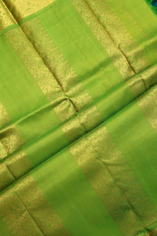 Kanchipuram Silk Saree In Bold Green With Korvai Zari Border