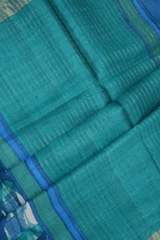 Allover Printed Design Berry Blue Tussar Silk Saree