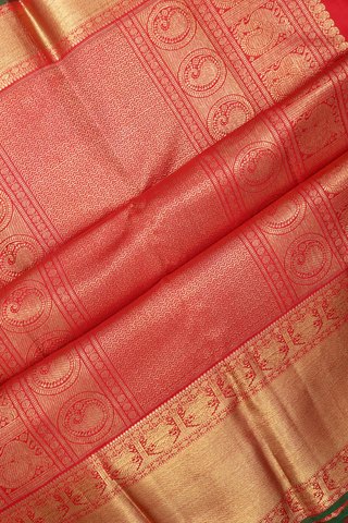 Threadwork With Buttas Crimson Red Kanchipuram Silk Saree