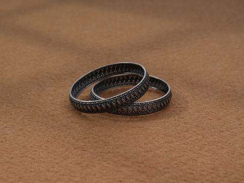 Light Weight With Oxidized Pure Silver Bangles