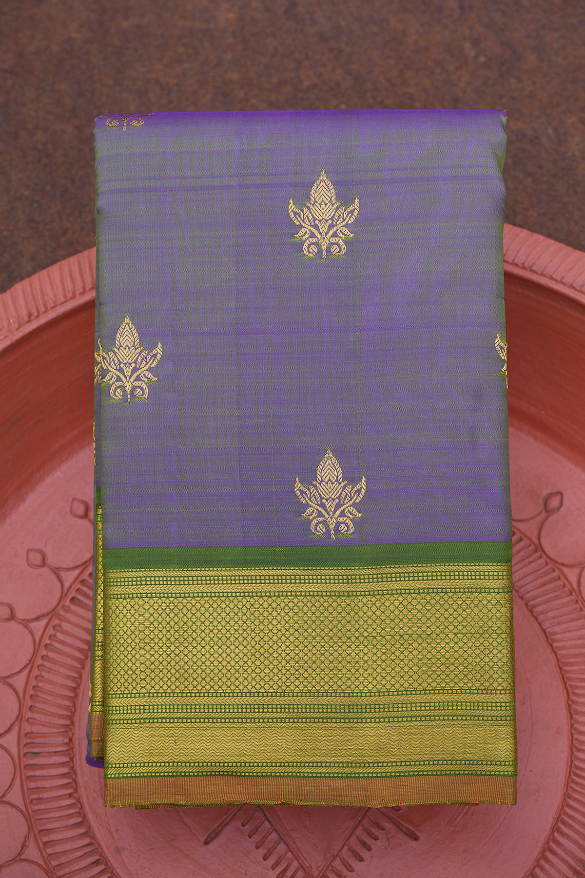 Floral Zari Motifs Dual Tone Kanchipuram Silk Saree – Sundari Silks