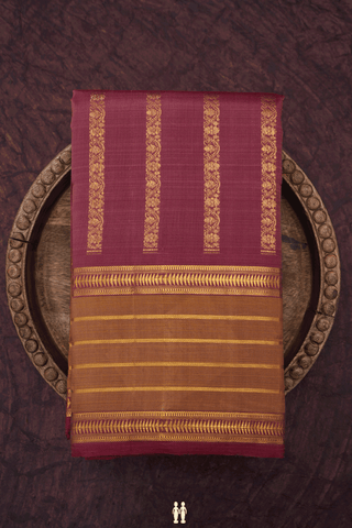 Floral Zari Design Dusty Red Kanchipuram Silk Saree