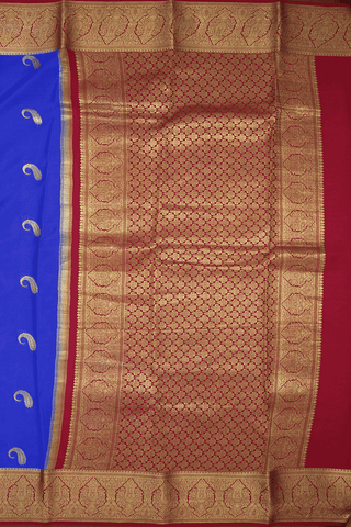 Paisley Zari Motifs Royal Blue Mysore Silk Saree