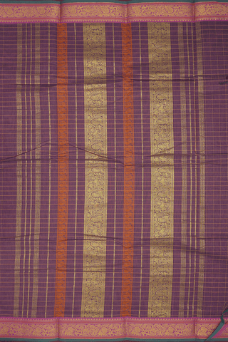 Allover Checks Design Dusty Purple Chettinadu Cotton Saree