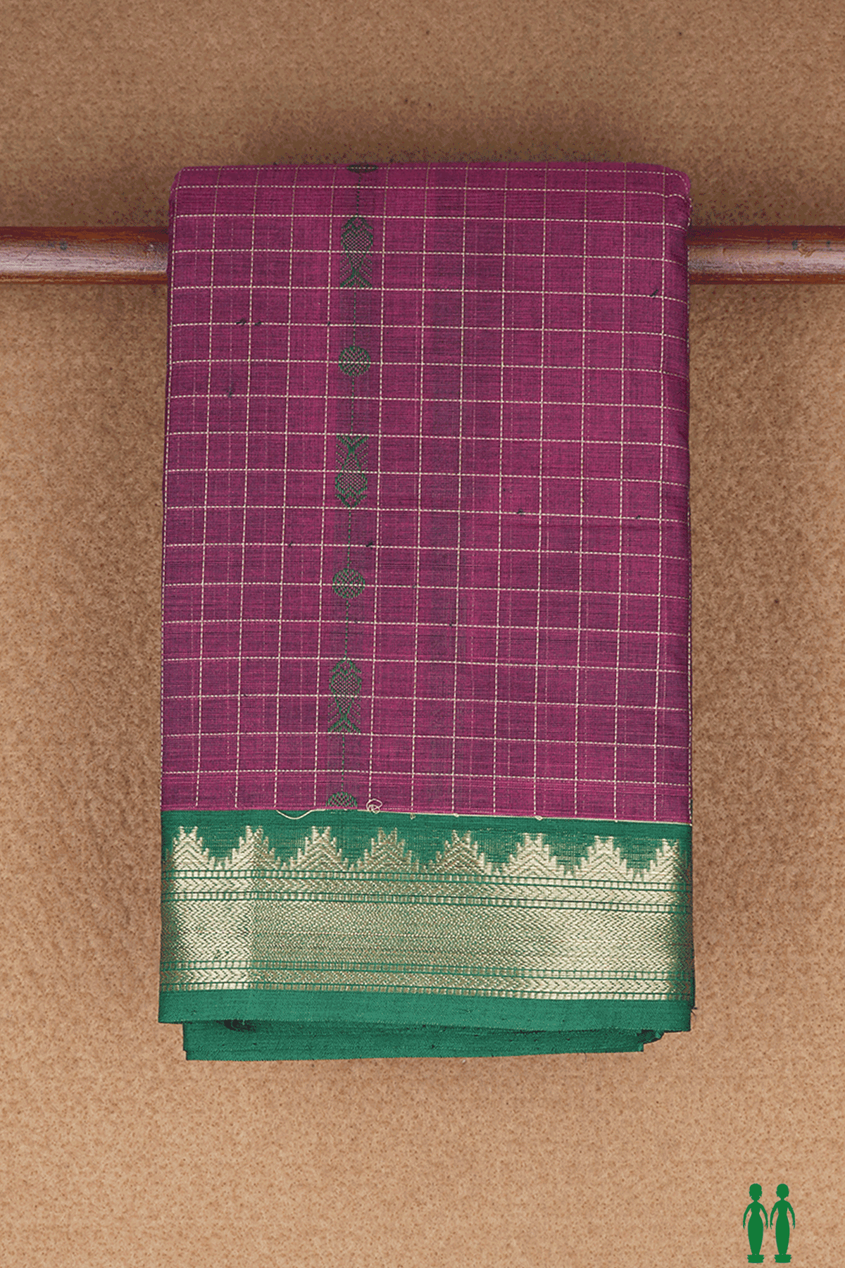 Checks Design Berry Purple Kanchi Cotton Saree