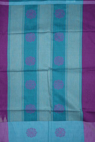 Threadwork Buttas Purple Semi Jute Saree