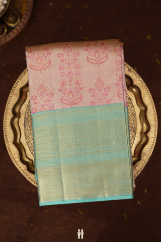 Kanchipuram Silk Saree In Pink With Floral Design