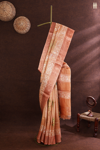 Tussar Silk Saree In Multicolor With Allover Floral Printed