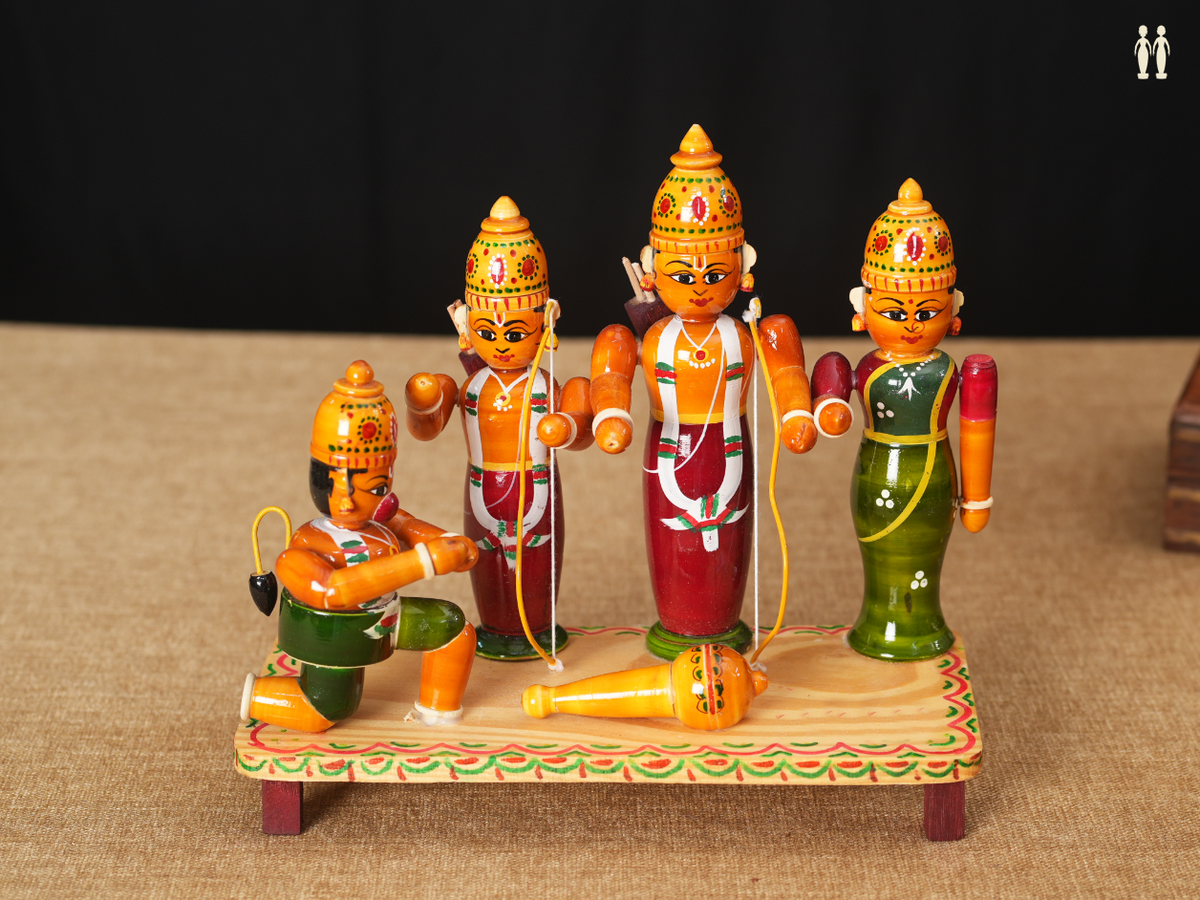 Wooden Ramar Seetha Latchumanan And Hanuman Set