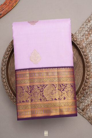 Zari Motifs Pastel Pink Kanchipuram Silk Saree