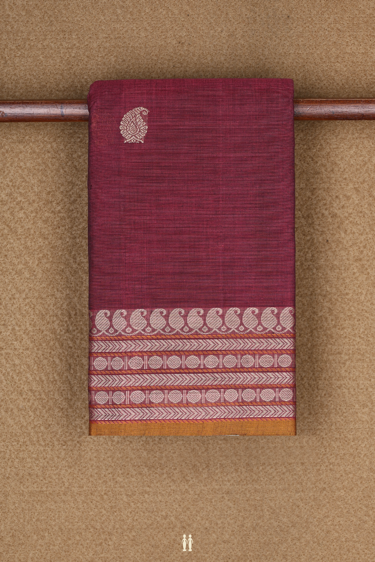 Paisley Threadwork Buttas Burgundy Red Kanchi Cotton Saree