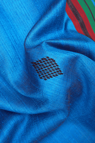 Diamond Threadwork Buttas Cerulean Blue Jute Saree