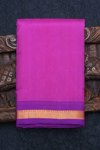 Chevron Border Plain Purple Rose Kanchipuram Silk Saree