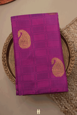 Paisley Zari Buttas Deep Magenta Kanchipuram Silk Saree