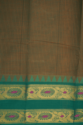 Allover Checks Design Walnut Brown Chettinadu Cotton Saree