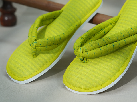 Plain Lime Green Cotton Slippers