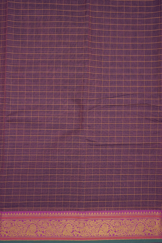 Allover Checks Design Dusty Purple Chettinadu Cotton Saree