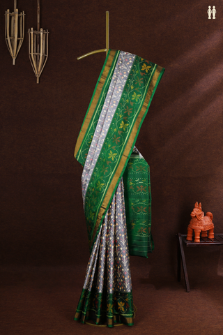 Pochampally Silk Saree In Light Grey With Allover Design