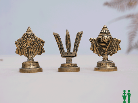 Brass Sangu, Chakram And Namam Idol For Pooja Set