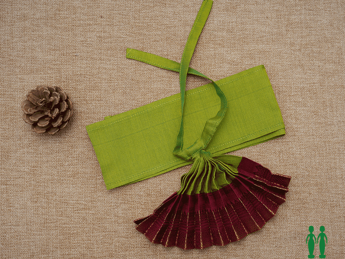 Zari Border Green And Maroon Silk Cotton Amman Pavadai Set