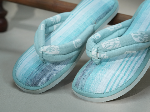 Stripes Design Light Blue Cotton Slippers