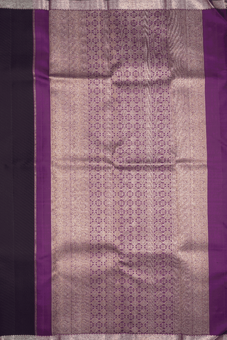 Jacquard Pattern Dark Oak Brown Kanchipuram Silk Saree
