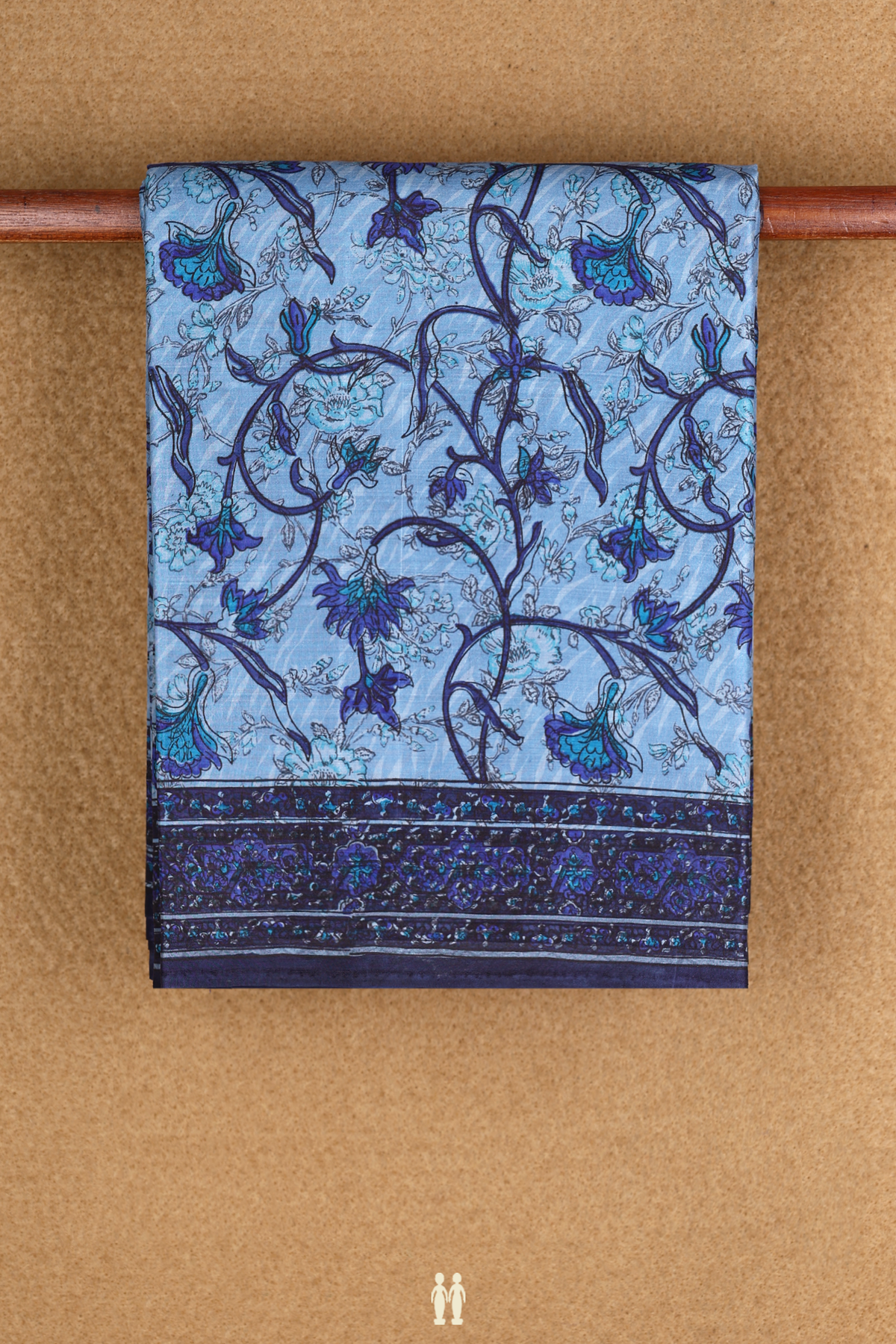 Allover Floral Design Pastel Blue Printed Silk Saree