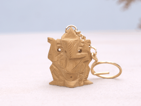 Vinayagar And Frog Set Of 2 Wooden Key Chain