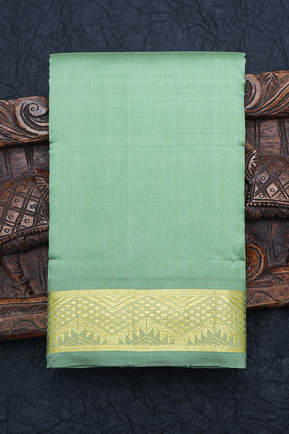 Temple Border Plain Pastel Green Kanchipuram Silk Saree