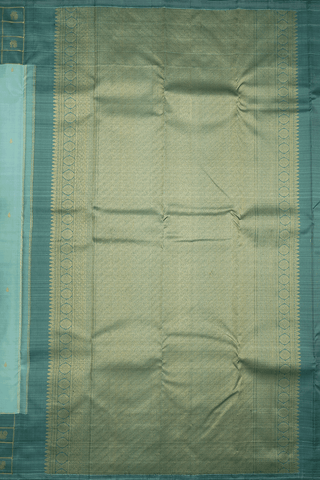 Thilagam Zari Buttis Mint Green Kanchipuram Silk Saree