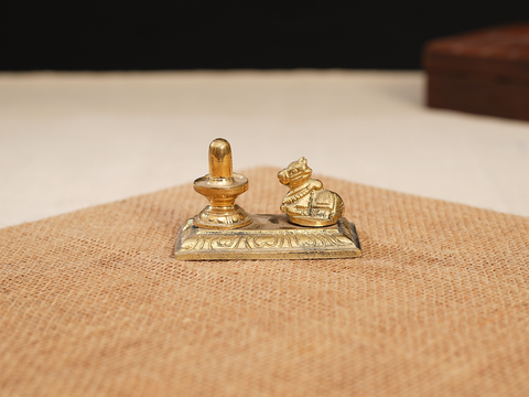 Lord Shiva With Nandi Idol In Brass For Pooja