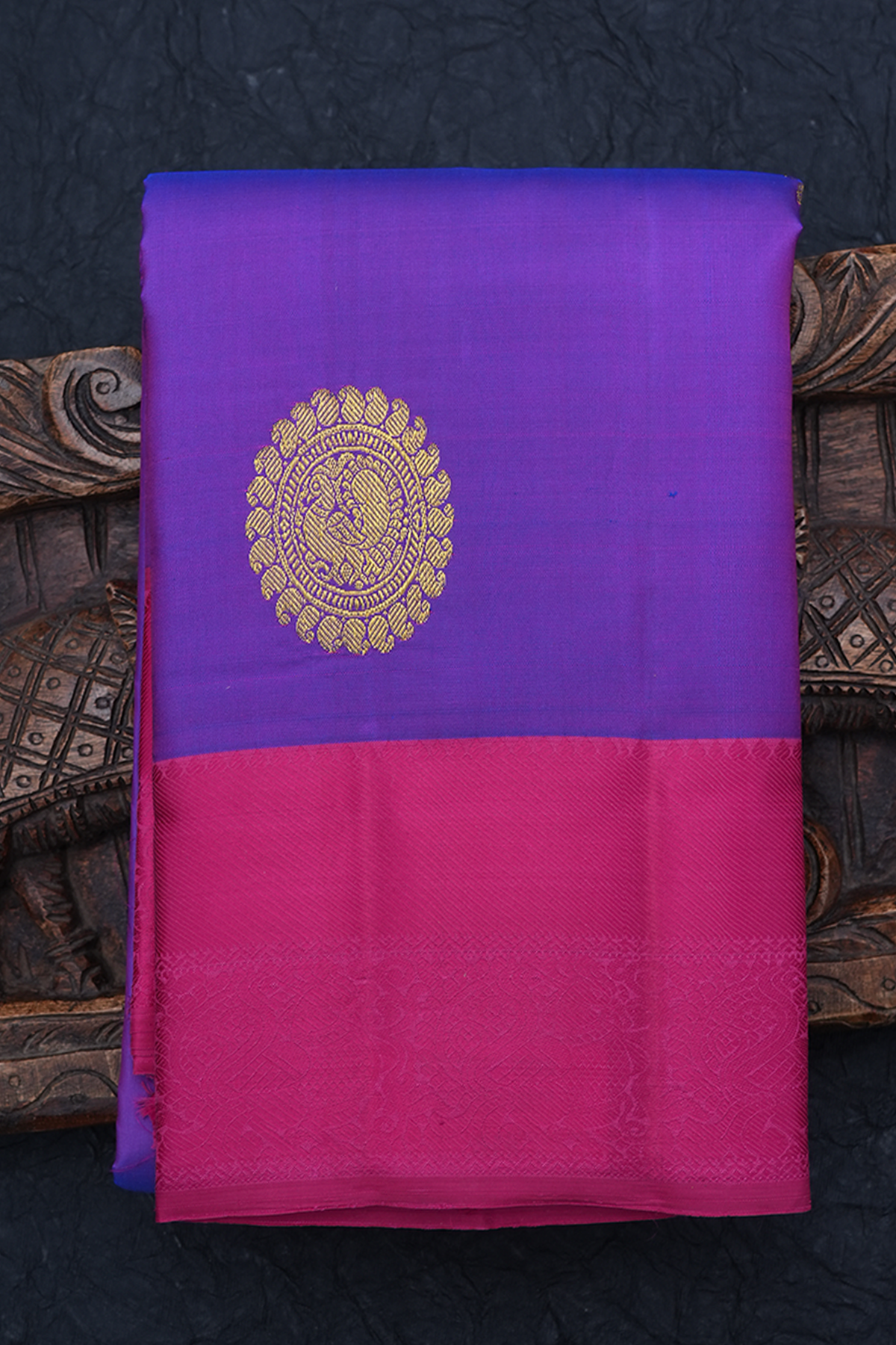 Peacock Motifs Purple Kanchipuram Silk Saree