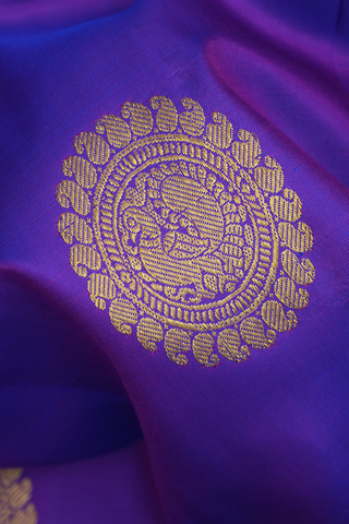 Peacock Motifs Purple Kanchipuram Silk Saree