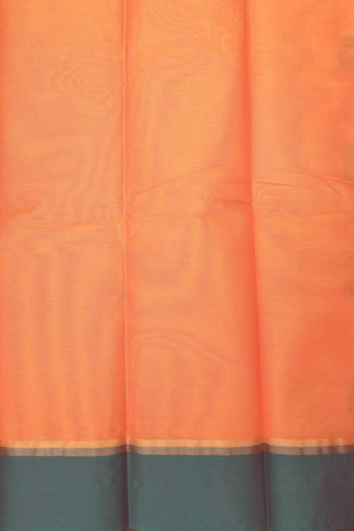 Threadwork Motifs Coral Orange Kanchi Cotton Saree