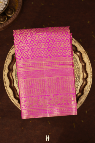 Kanchipuram Silk Saree In Magenta With Floral Design