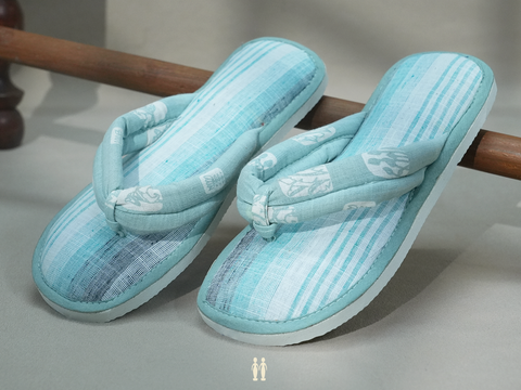 Stripes Design Light Blue Cotton Slippers