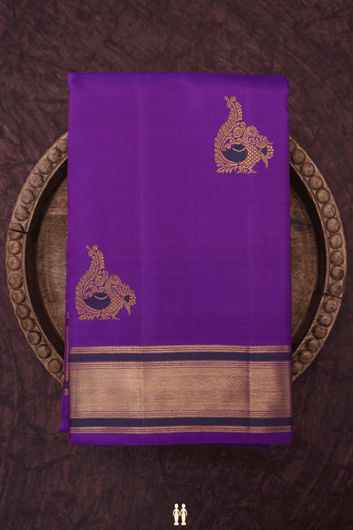 Peacock Zari Motifs Purple Kanchipuram Silk Saree